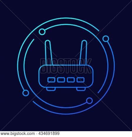 Wi-fi Router, Adsl Modem Line Vector Icon