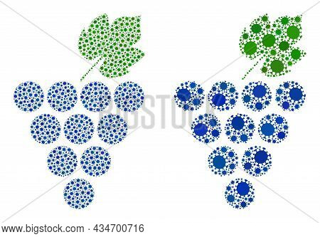 Vector Covid-2019 Mosaic Grapes Bunch Organized For Lockdown Advertisement. Mosaic Grapes Bunch Is B