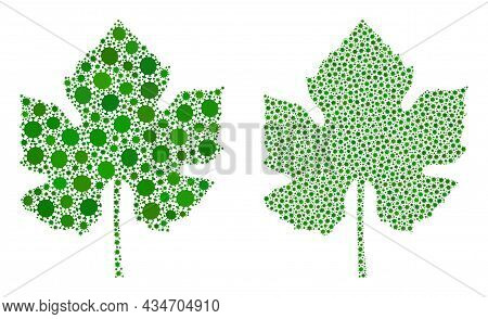 Vector Covid Mosaic Grape Leaf Created For Pharmacy Projects. Mosaic Grape Leaf Is Based On Icon And