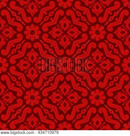 Batik Seamless Background. Songket Pattern Ornament With Vintage Style