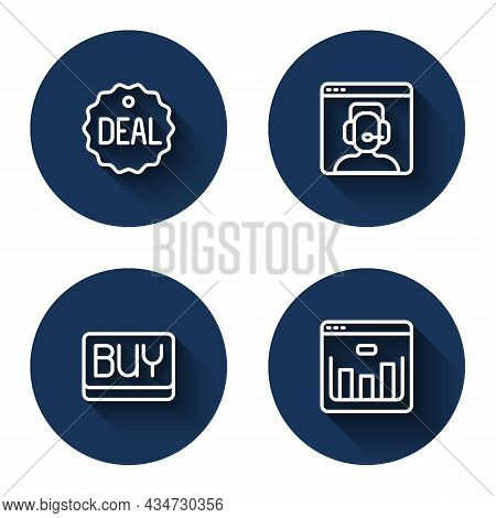 Set Line Deal, Telephone 24 Hours Support, Buy Button And Browser With Stocks Market With Long Shado