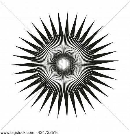 Abstract Radiant Circle Icon. Starburst Label. Design Element. Geometric Ornament. Vector Illustrati