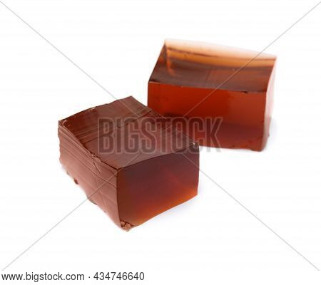 Delicious Grass Jelly Cubes On White Background