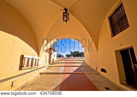 Monaco, January 15 2019: Monaco Place Du Palais Square Walkway Tunnel View. Prince's Palace Of Monac