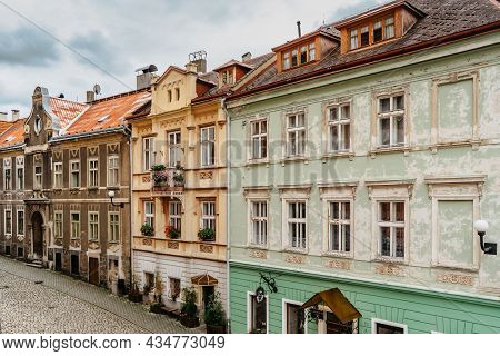 Loket, Czech Republic - August 19,2021.view Of Street In Medieval Town Of Loket,elbogen, With Colorf