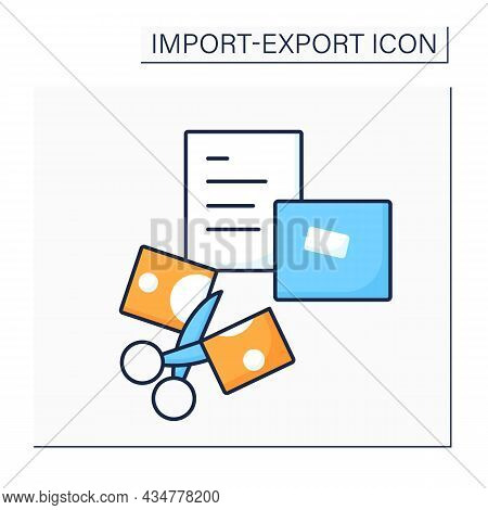 Declare Color Icon. Customs Declaration. Goods Detailed List. Import And Export Concept. Isolated Ve