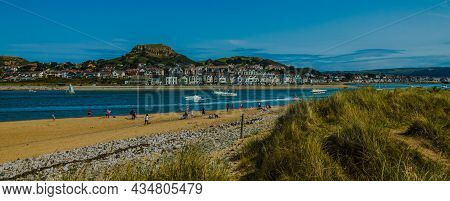 Conwy Morfa Beach In Wales On The Summer ,in The Nice Weather.