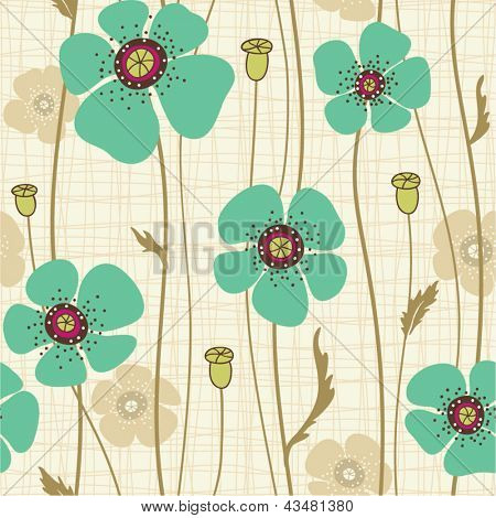 varrat nélküli virágmintás, mák