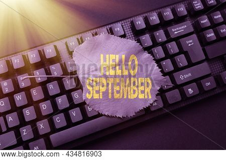 Sign Displaying Hello September. Business Concept Eagerly Wanting A Warm Welcome To The Month Of Sep