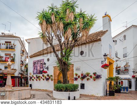 Marbella, Spain - December 21  2014: Ermita De Santiago, A Church In The Plaza De Los Naranjos In Th