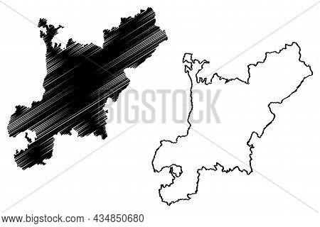 Chhatarpur District (madhya Pradesh State, Sagar Division, Republic Of India) Map Vector Illustratio