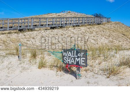 Petten Aan Zee, Noord-holland, Netherlands. April 17, 2021. The Wall Of Shame, An Open-air Gallery C