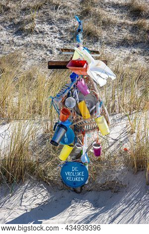 Petten Aan Zee, Noord-holland, Netherlands. April 17, 2021. The Cheerful Kitchen At The Wall Of Sham