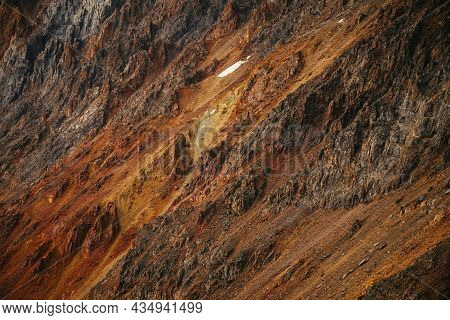 Scenic Nature Background Of Multicolor Mountain. Colorful Nature Backdrop Of Motley Rocks. Multicolo