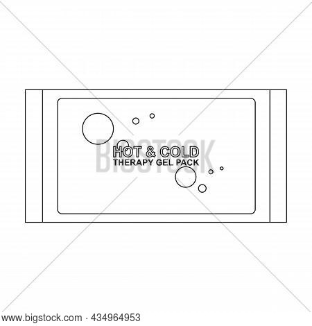 Bag Ice Vector Outline Icon. Vector Illustration Cold Pouch On White Background. Isolated Outline Il