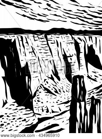 Wpa Poster Monochrome Art Of Spider Rock Spire In Canyon De Chelly National Monument On Navajo Triba
