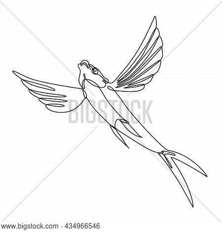 Continuous Line Drawing Illustration Of A Sailfin Flying Fish Taking Off Done In Mono Line Or Doodle