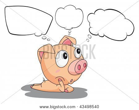 ภาพประกอบของหมูกับคำบรรยายภาพที่ว่างเปล่าบนพื้นหลังสีขาว