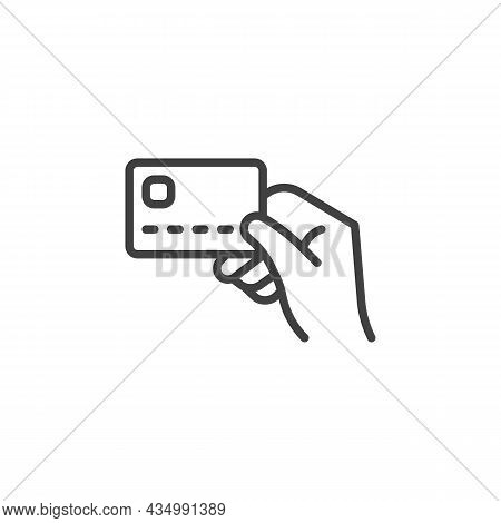 Card Payment Line Icon. Linear Style Sign For Mobile Concept And Web Design. Credit Card In A Hand O
