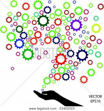 Meshing Gear On White Background,industrial Driving Sign