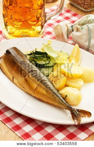 mackerel with potatoes and beer