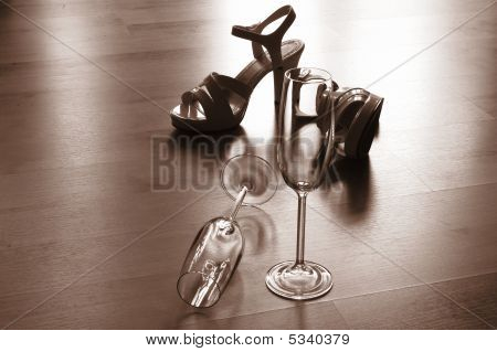Sexy High Heel And Champagne Glass