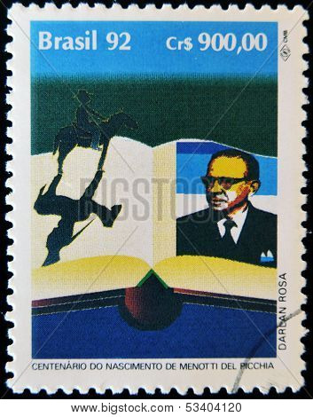 BRAZIL - CIRCA 1992: A stamp printed in Brazil shows Paulo Menotti Del Picchia circa 1992