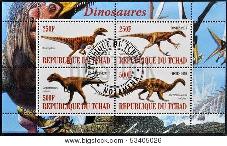 CHAD - CIRCA 2010: Stamps printed in Chad shows dinosaurs circa 2010