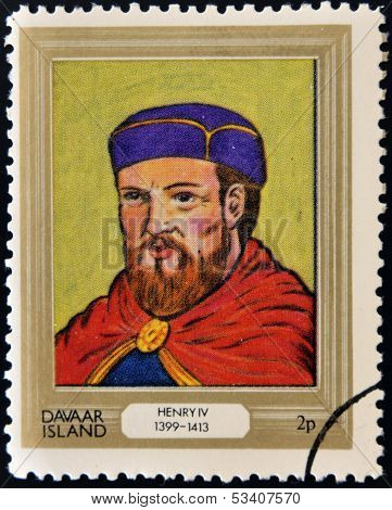 stamp printed in Davaar Island dedicated to the kings and queens of Britain shows King Henry IV