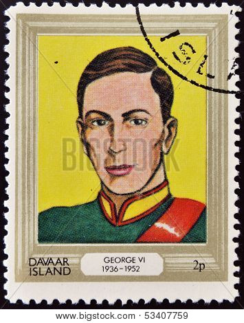 stamp printed in Davaar Island dedicated to the kings and queens of Britain shows King George VI