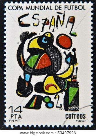 SPAIN - CIRCA 1982: Stamp printed in Spain dedicated to Football World Cup in Spain 1982 circa 1982