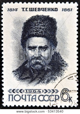 USSR - CIRCA 1964: stamp printed in Russia shows Shevchenko portrait (Ukrainian poet)
