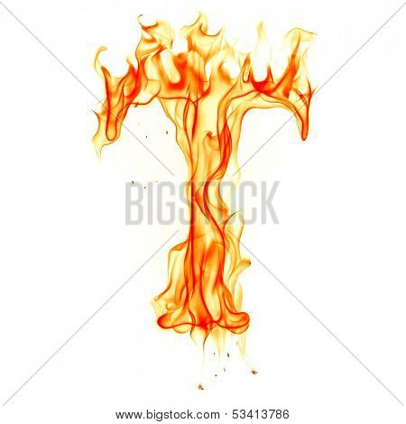 Fire letter isolated on white background