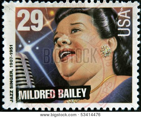 UNITED STATES OF AMERICA - CIRCA 1994: stamp printed in USA shows jazz singer Mildred Bailey