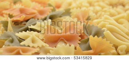 A closeup of various types of wheat pasta