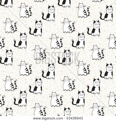 vector seamless pattern with striped cats.