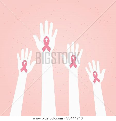 Hands with Pink Breast Cancer Awareness Ribbon