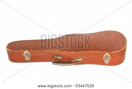 Old Case With The Violin Isolated On A White Background