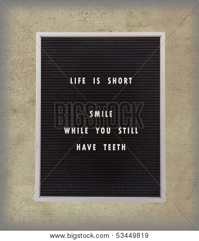 Funny, Inspirational Quotation About Life On A Very Old Menu Board