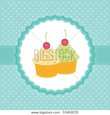 Card with cakes. Vector illustration