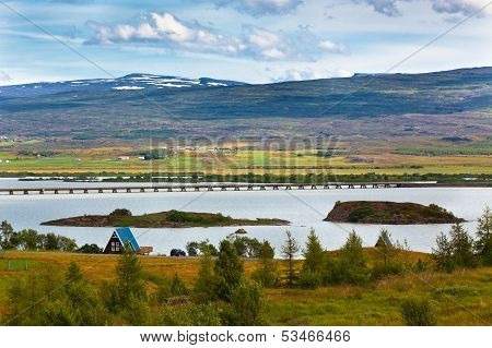 Icelandic Landscape: View Of Fellabaer Village (Egilsstadir)