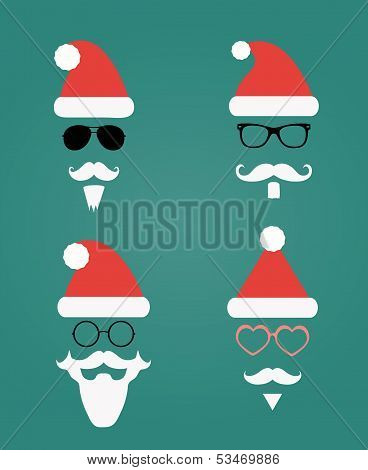 Santa Klaus fashion silhouette set