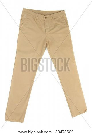 Beige trousers isolated on white