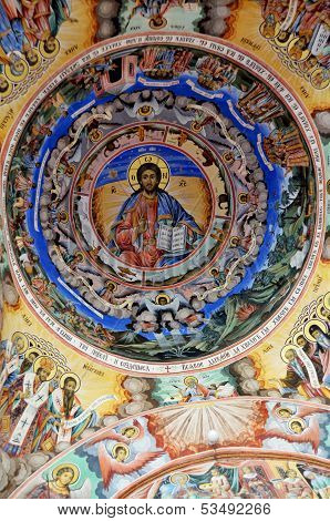 Wall painting at Rila Monastery church