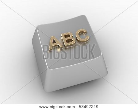 A, B, C white metal computer key
