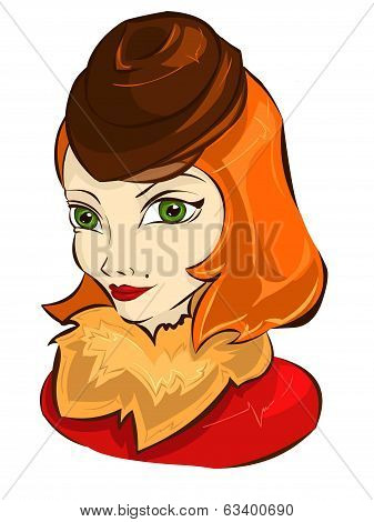 Portrait of mysteriously smiling woman in old-fashioned hat