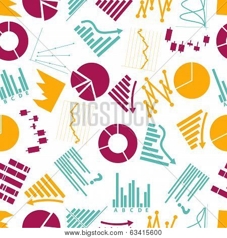 graphs icons seamless color pattern eps10