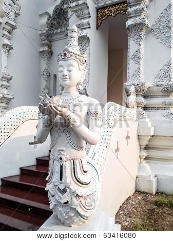 Thai Art, Angel Fusion Naka Statue On Staircase