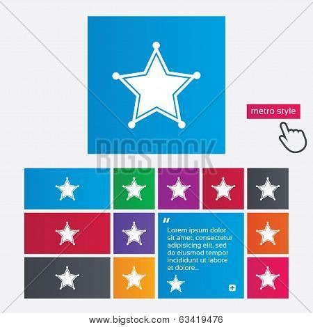 Star Sheriff sign icon. Police button.