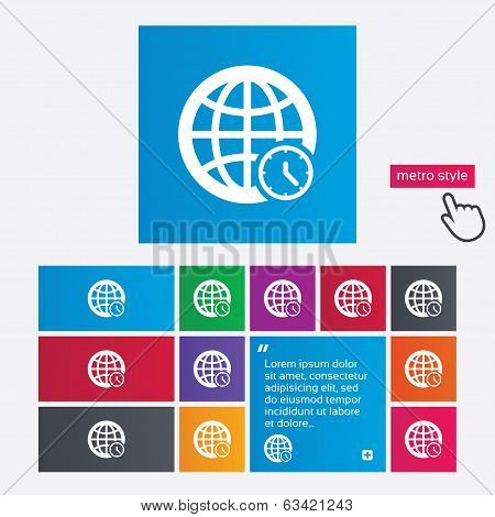 World time sign icon. Universal time symbol.